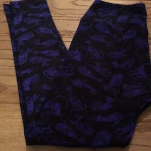 Vintage purple and black os cat leggings